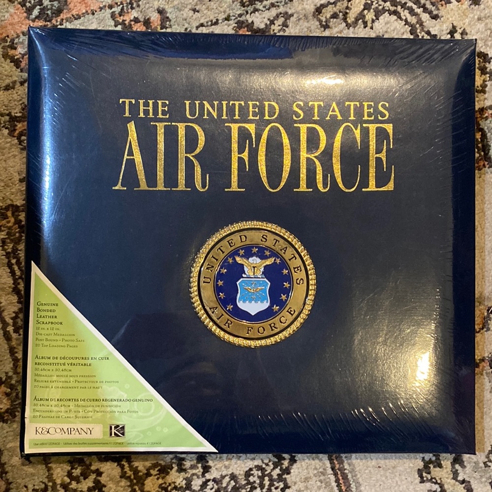 NEW AIR FORCE Scrapbook Photo Album UNITED STATES Bonded Leather Metal DieCast